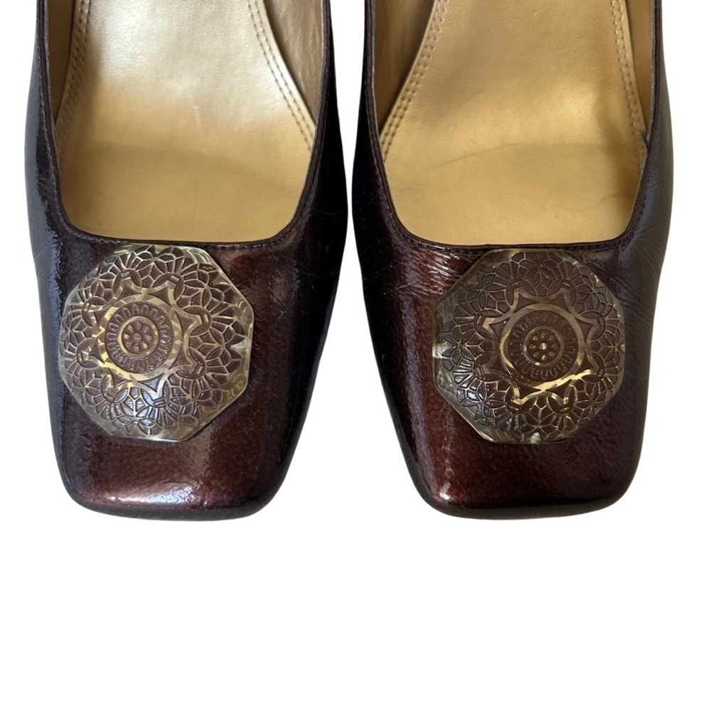 Tahari Evelyn 2 Mocha Patent Leather Heels | Size 9M | Block Heel - Picture 6 of 8